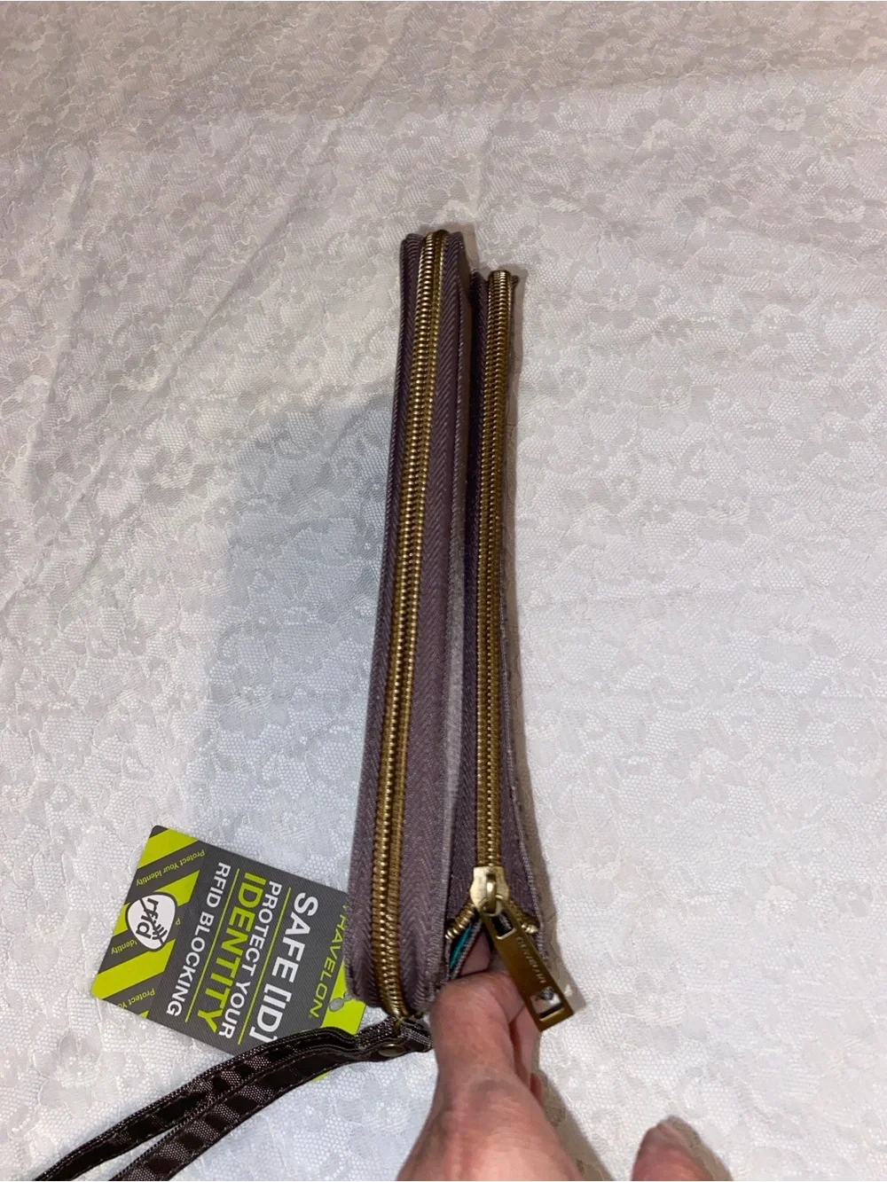 Travelon quilted Wristlet Wallet -RFID blocking to protect cards and ID.